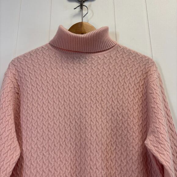 Kirkland Womens Cashmere Cableknit Quiet Luxury Turtleneck Sweater Size L Pink - Picture 9 of 9